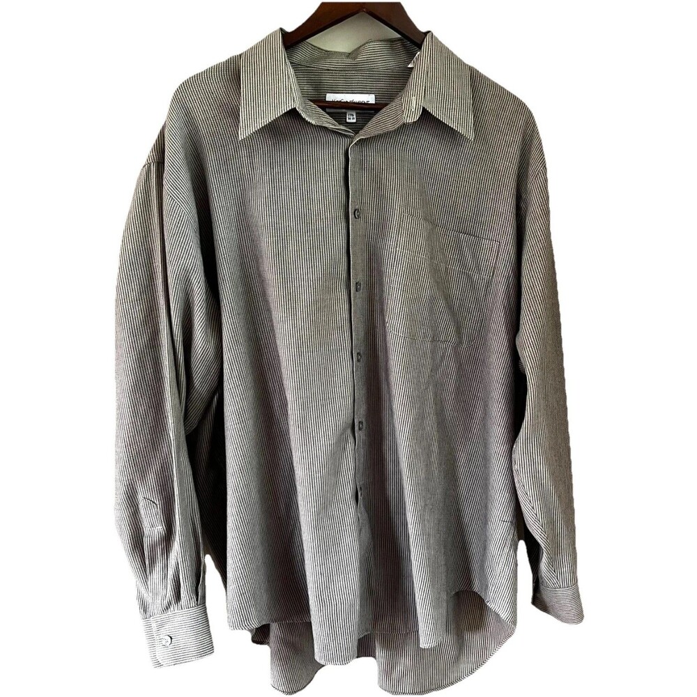 Yves Saint Laurent YSL Shirt Mens 17 1/2 34-35 Taupe Mini Check Quiet Luxury